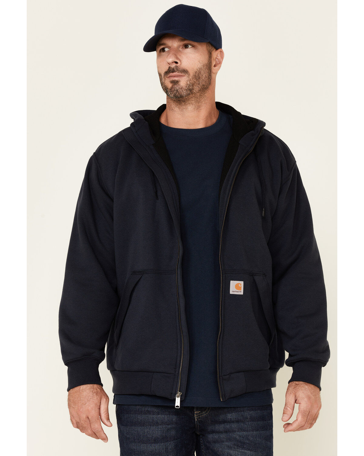 Men's Carhartt Rain Defender Thermal Lined Zip Hooded Work Sweatshirt