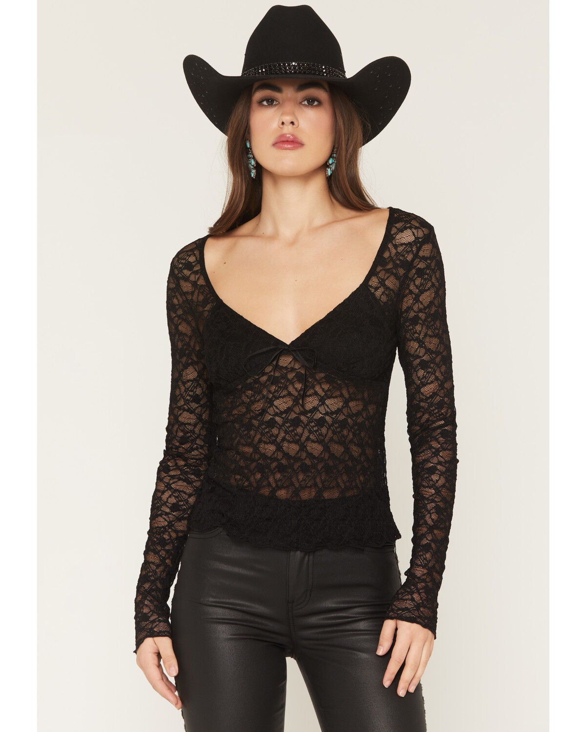 Women's Miss Me Lace Long Sleeve Shirt