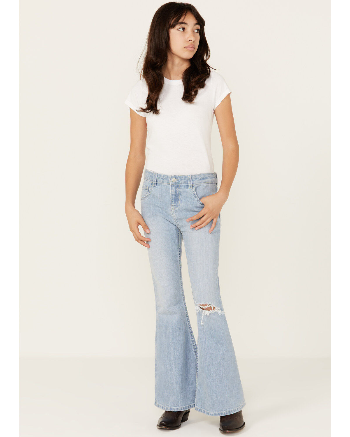 Girls' Shyanne Destructed Knee Flare Jeans