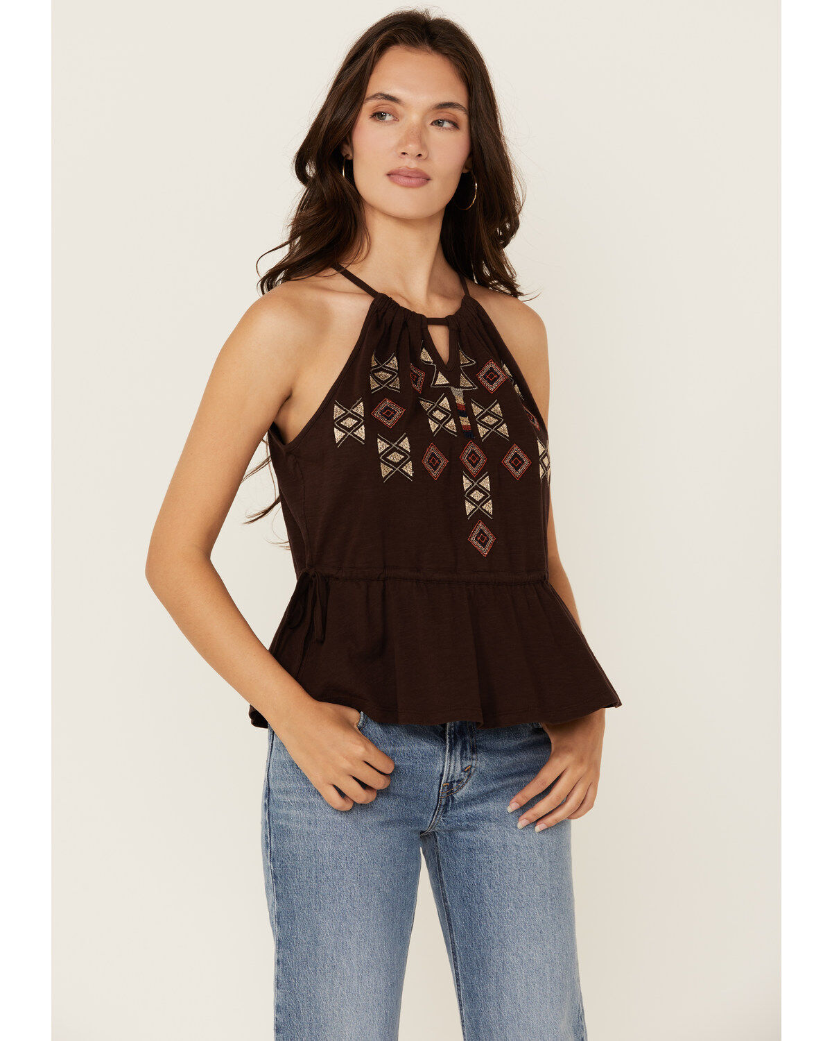 Women's Shyanne Embroidered Side Tie Tank Top