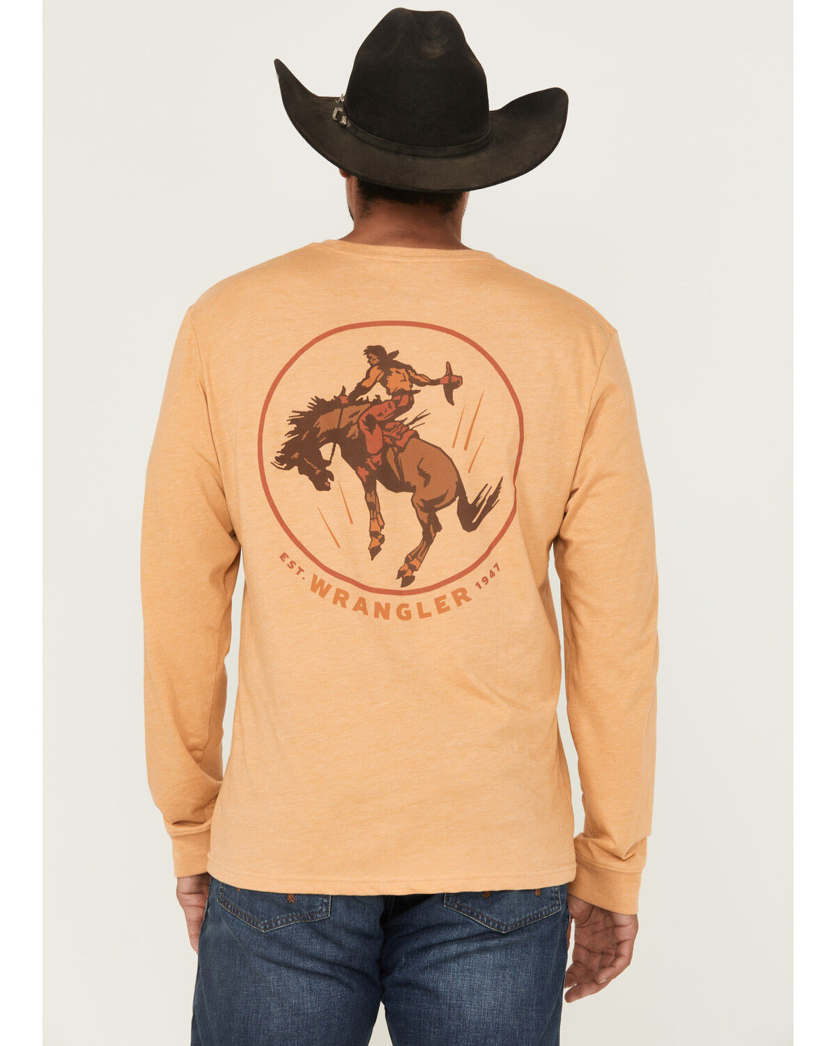 Men's Wrangler Cowboy Bucking Bronco Long Sleeve Graphic T-Shirt