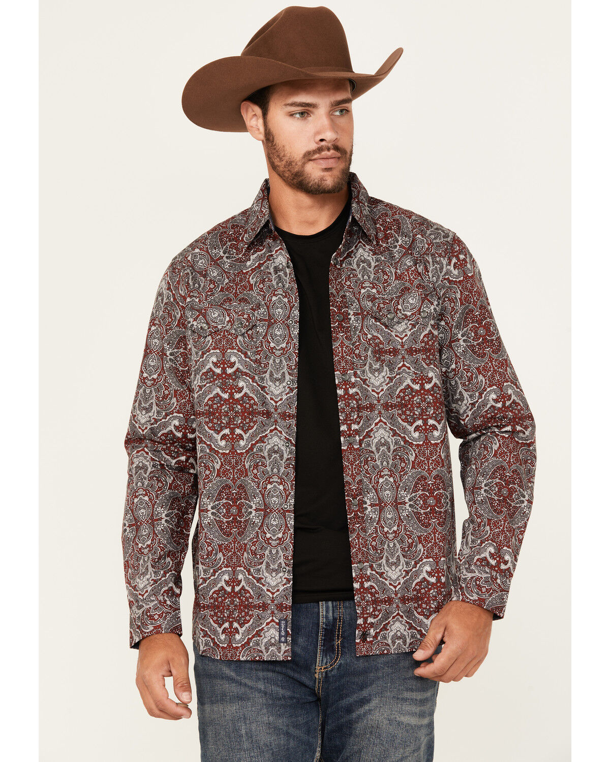 Men's Moonshine Spirit Manhattan Paisley Print Long Sleeve Snap Wester