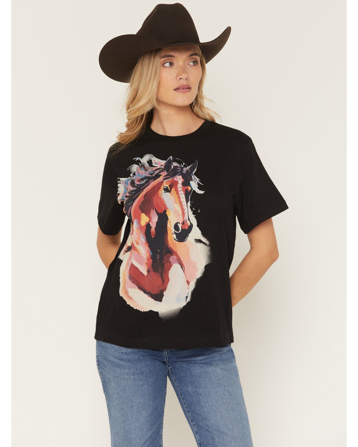 Women's Shyanne Horse Rhinestone Short Sleeve Graphic T-Shirt