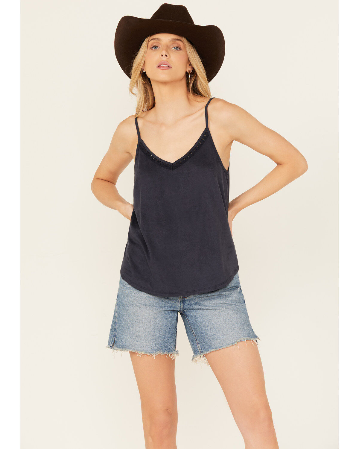 Women's Shyanne Crochet Trim Faux Suede Cami