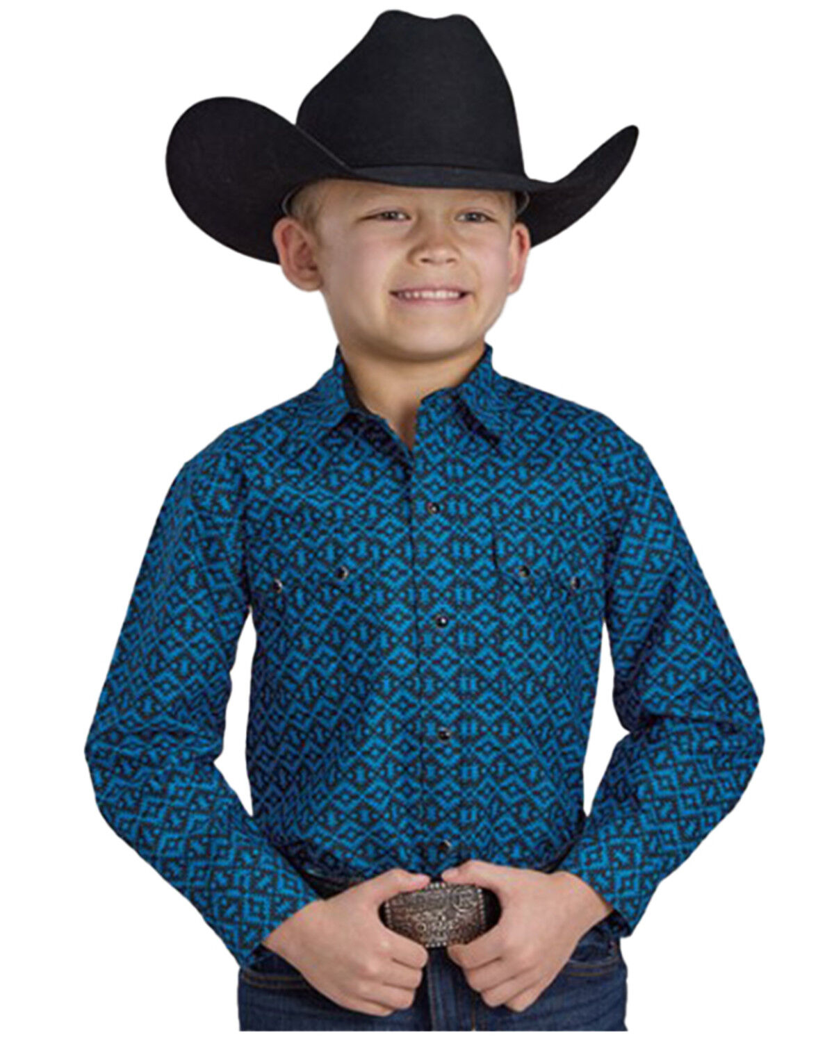 Boys' Roper Southwestern Print Long Sleeve Snap Western Shirt