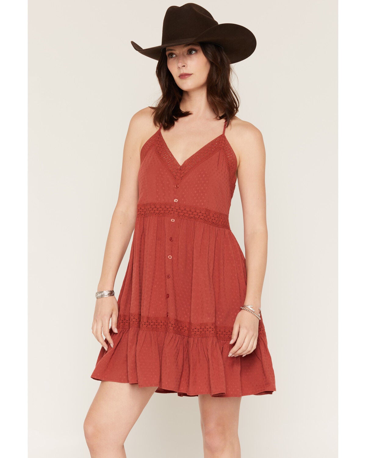 Women's Shyanne Racerback Lace Trim Mini Dress