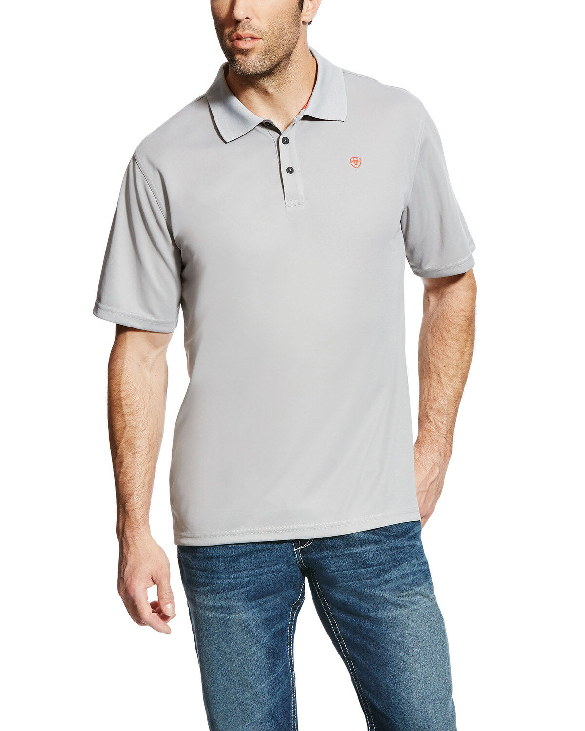 Men's Ariat Silver Tek SPF Short Sleeve Polo - Big