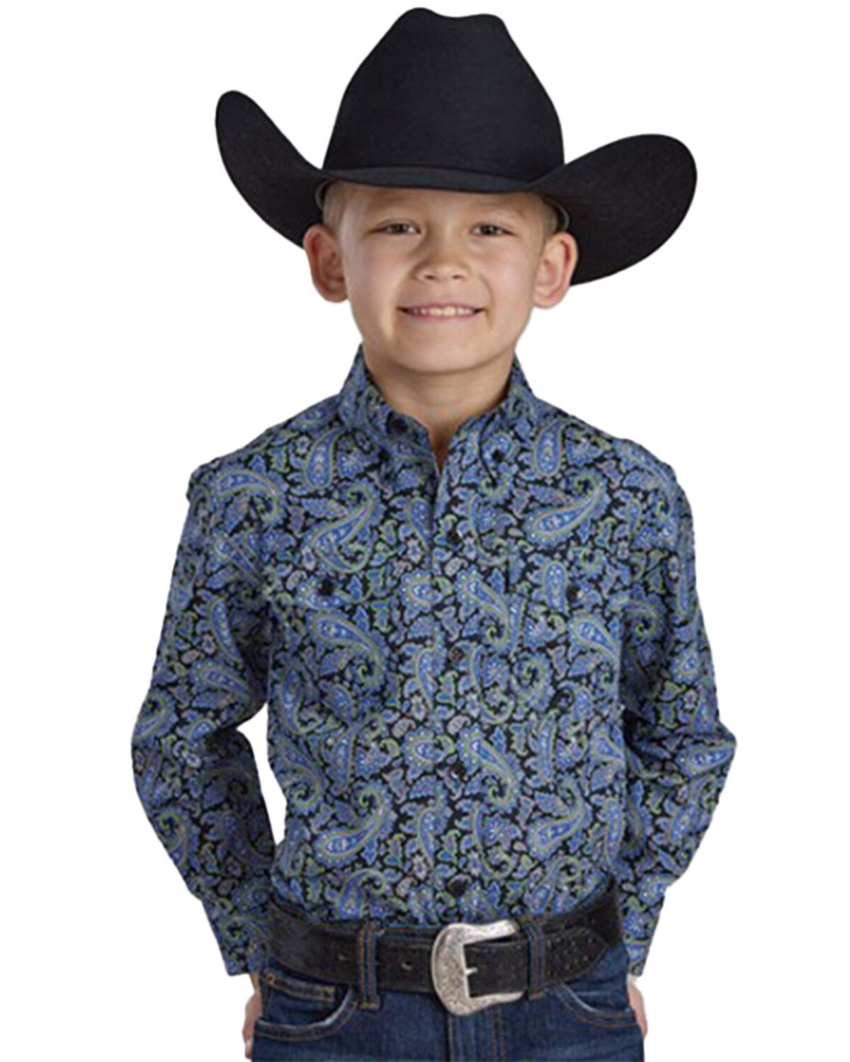 Boys' Roper Paisley Print Long Sleeve Button-Down Western Shirt