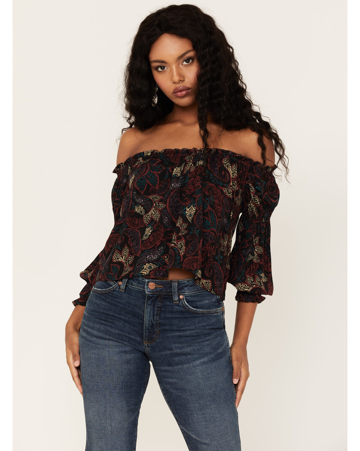 Women's Shyanne Paisley Print Off-Shoulder Top