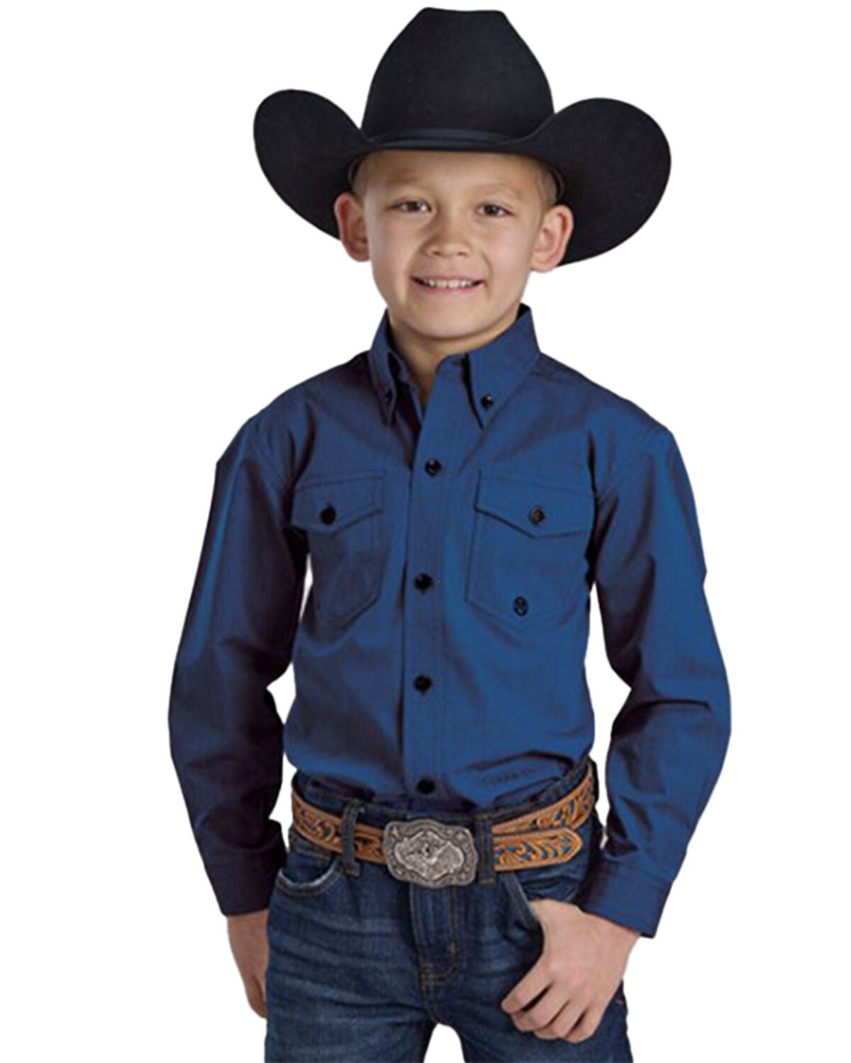 Boys' Roper Solid Long Sleeve Button-Down Western Shirt