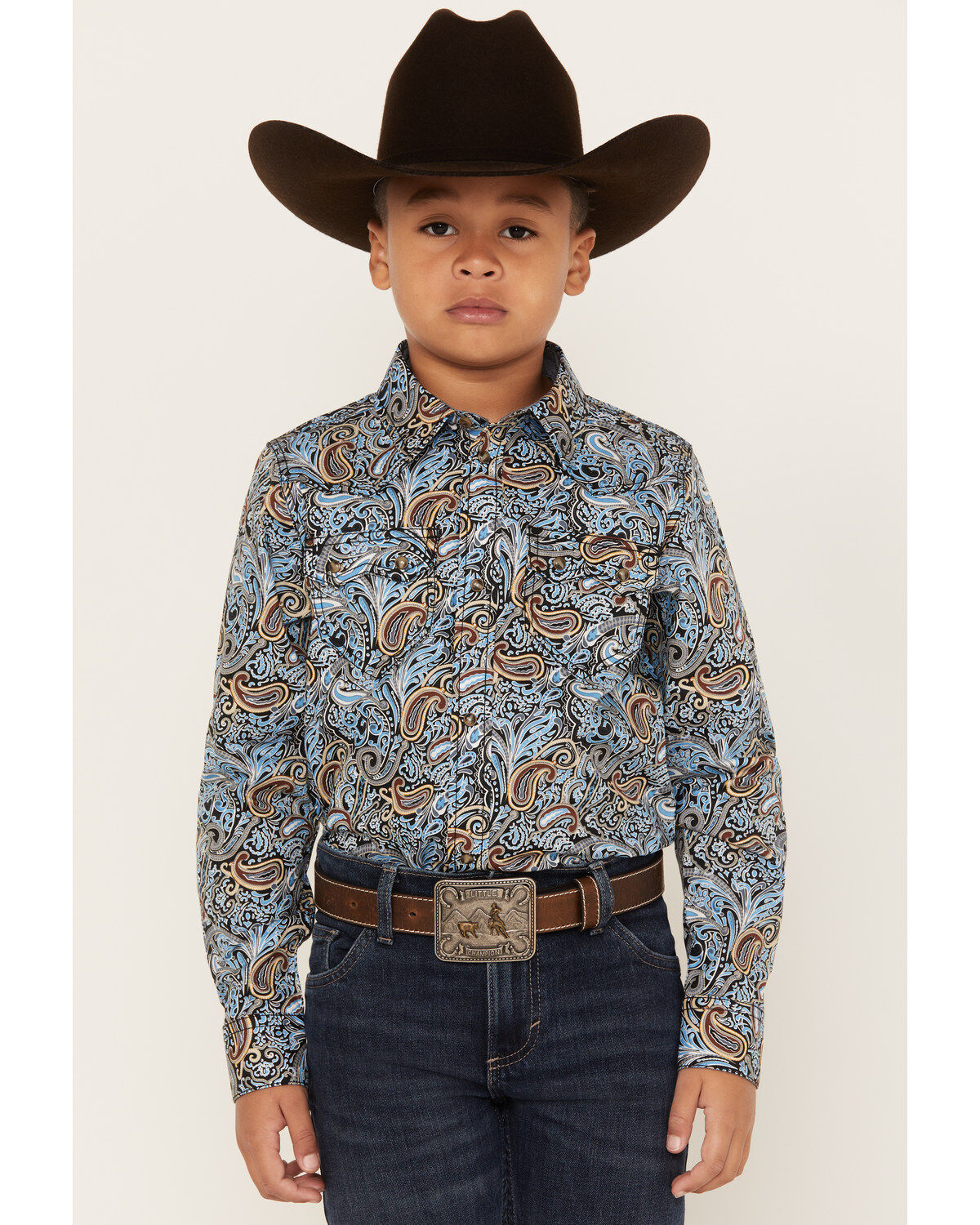 Boys' Cody James Paisley Print Long Sleeve Snap Western Shirt