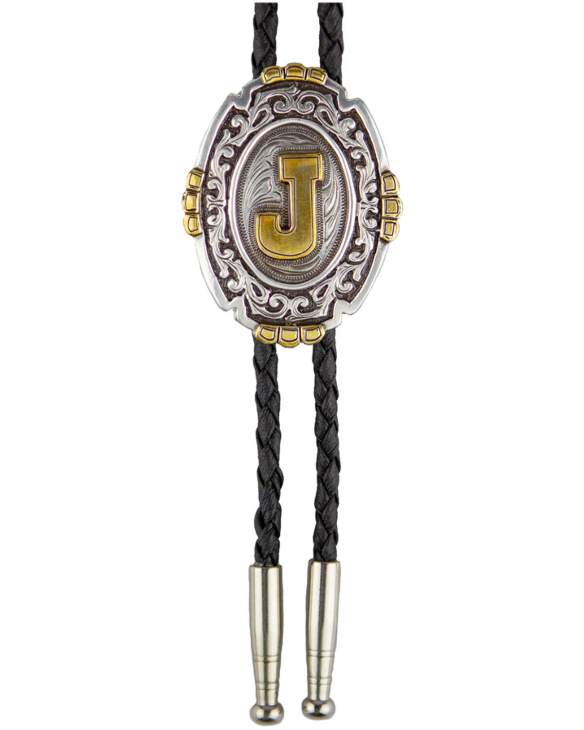 Men's Cody James Antique Silver & Gold Initial J Bolo Tie