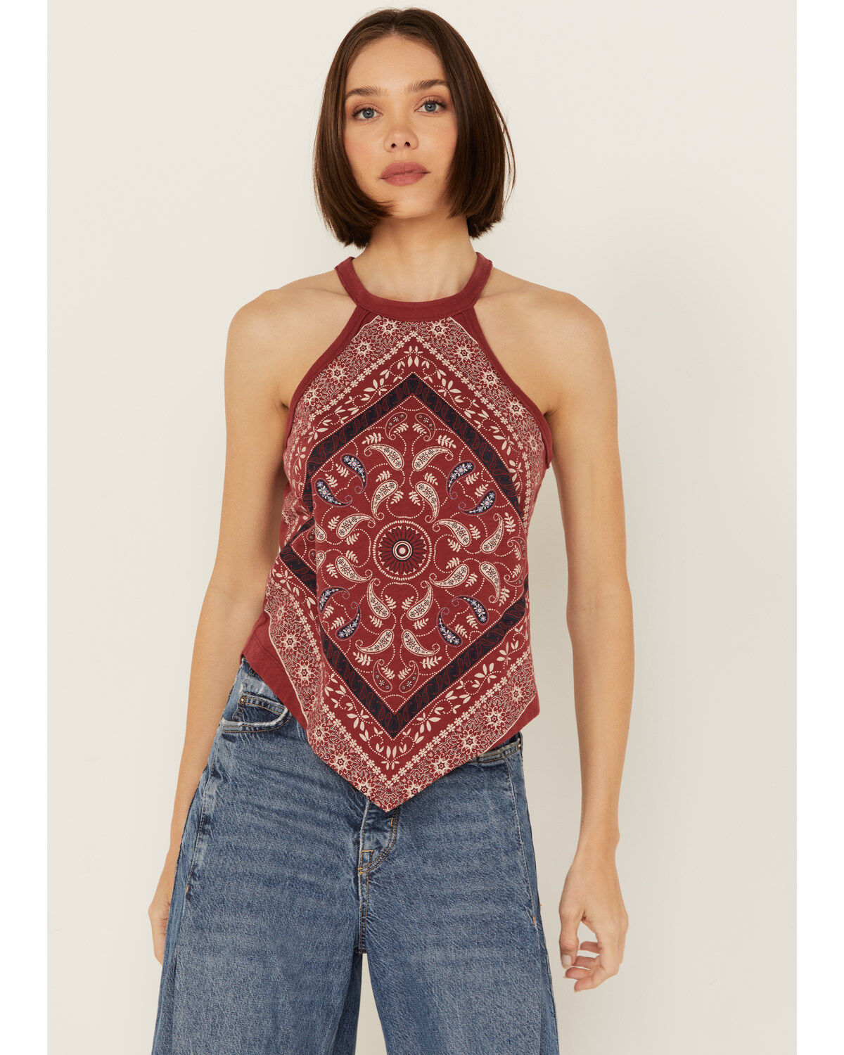 Women's Shyanne Bandana Print Halter Graphic Tank