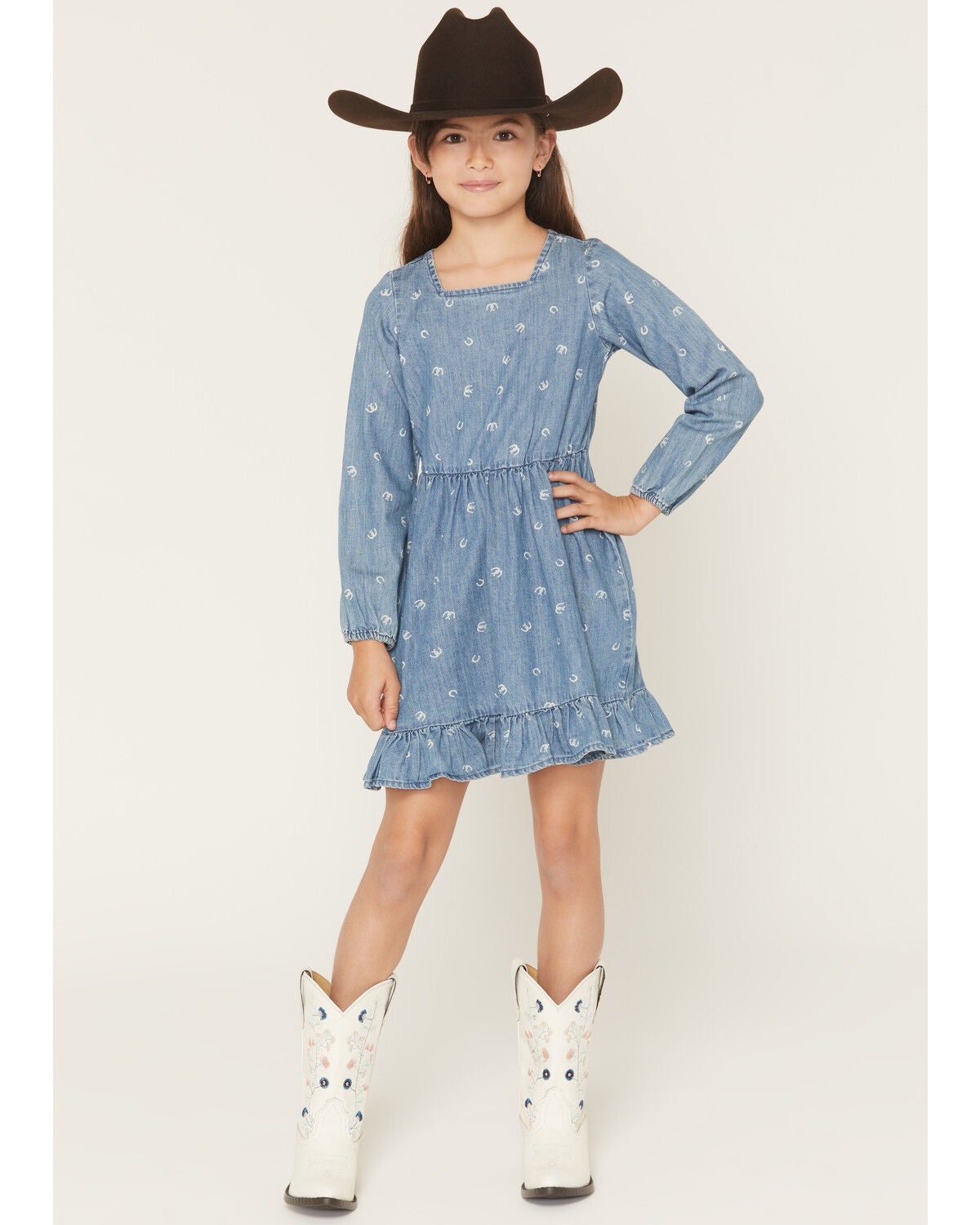 Girls' Wrangler Horseshoe Print Denim Dress