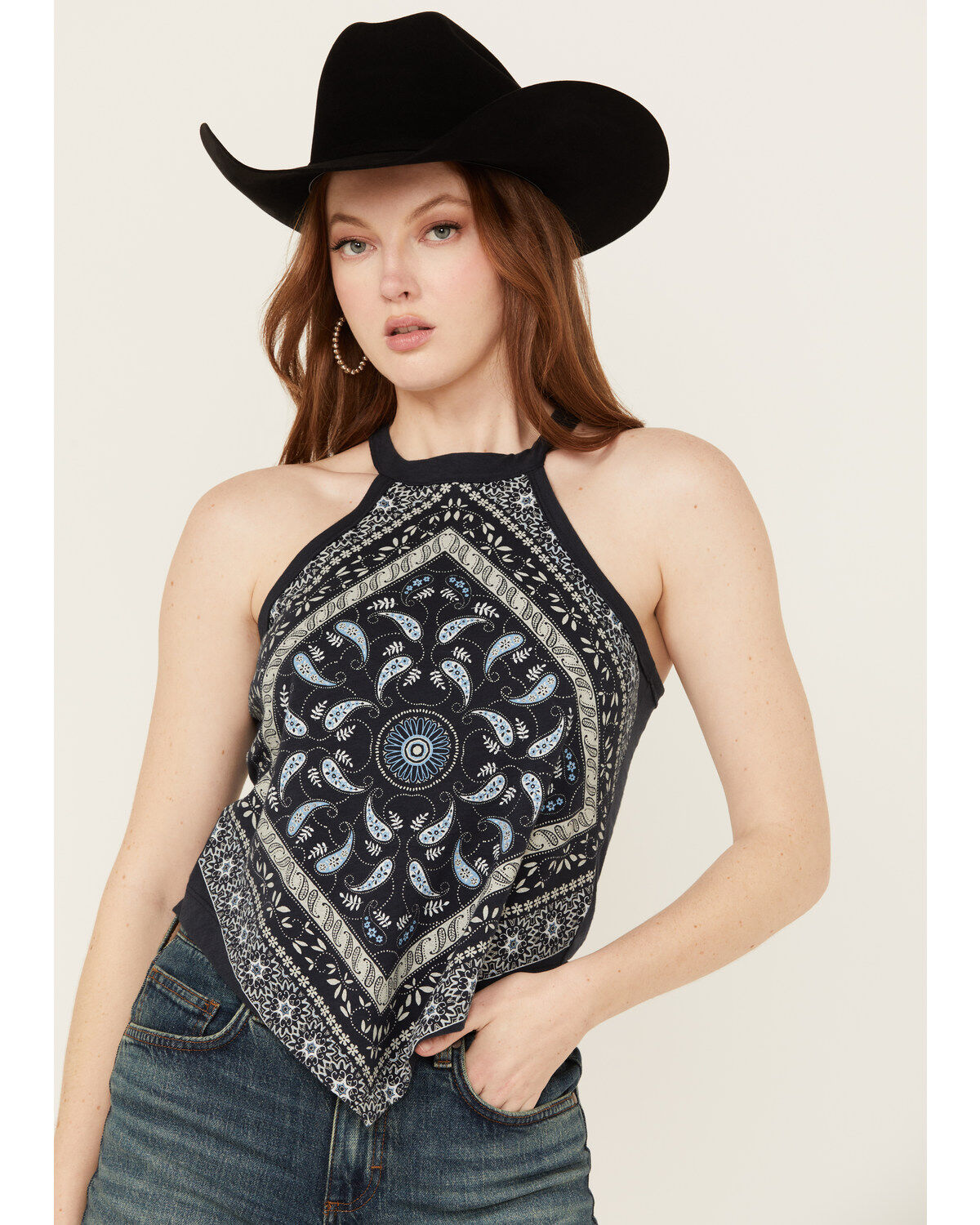 Women's Shyanne Bandana Print Halter Graphic Tank
