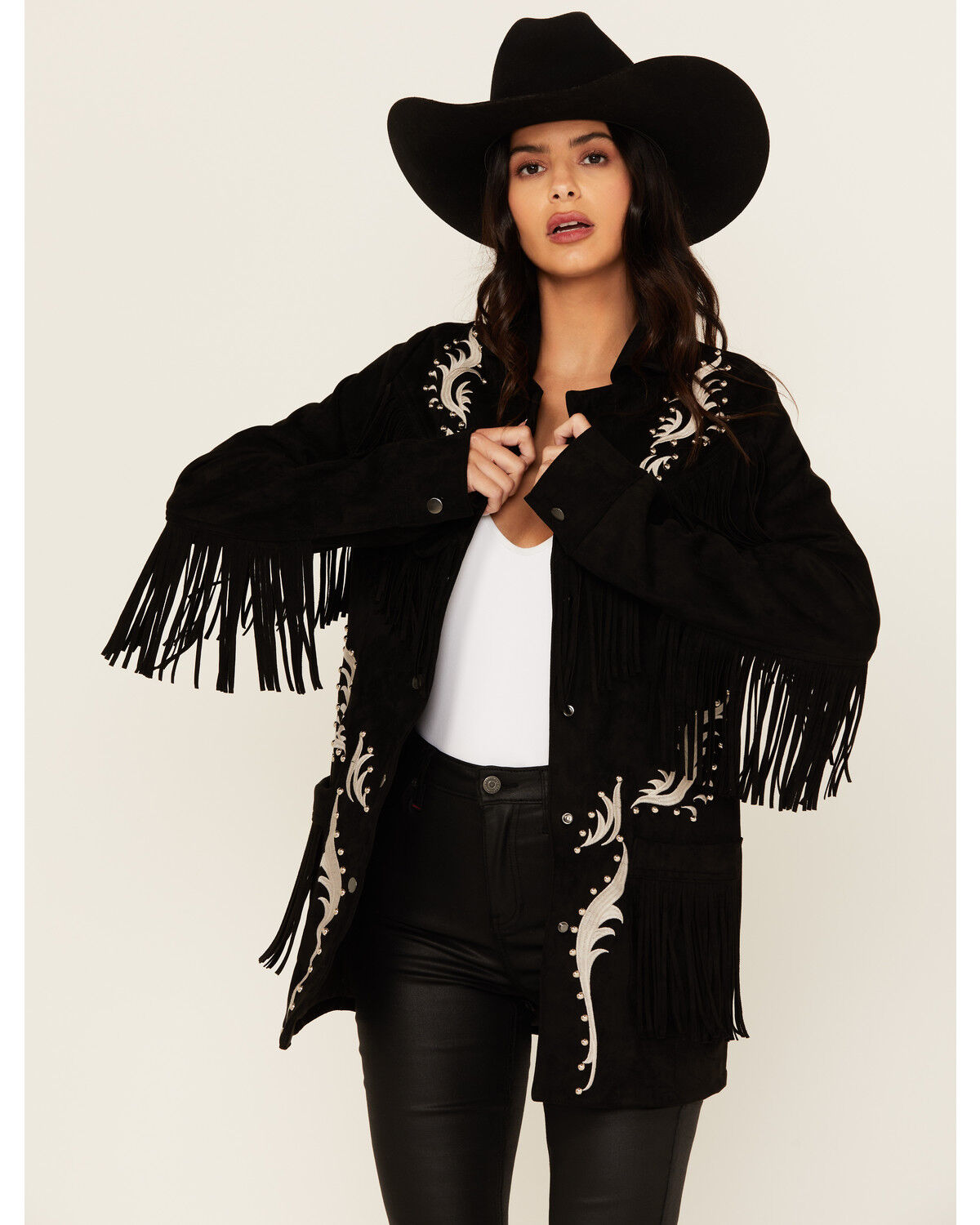 Women's Rock & Roll Denim Faux Suede Fringe Blazer