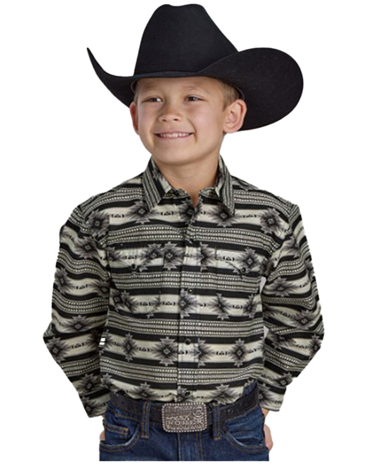 Boys' Roper Southwestern Striped Long Sleeve Snap Western Shirt
