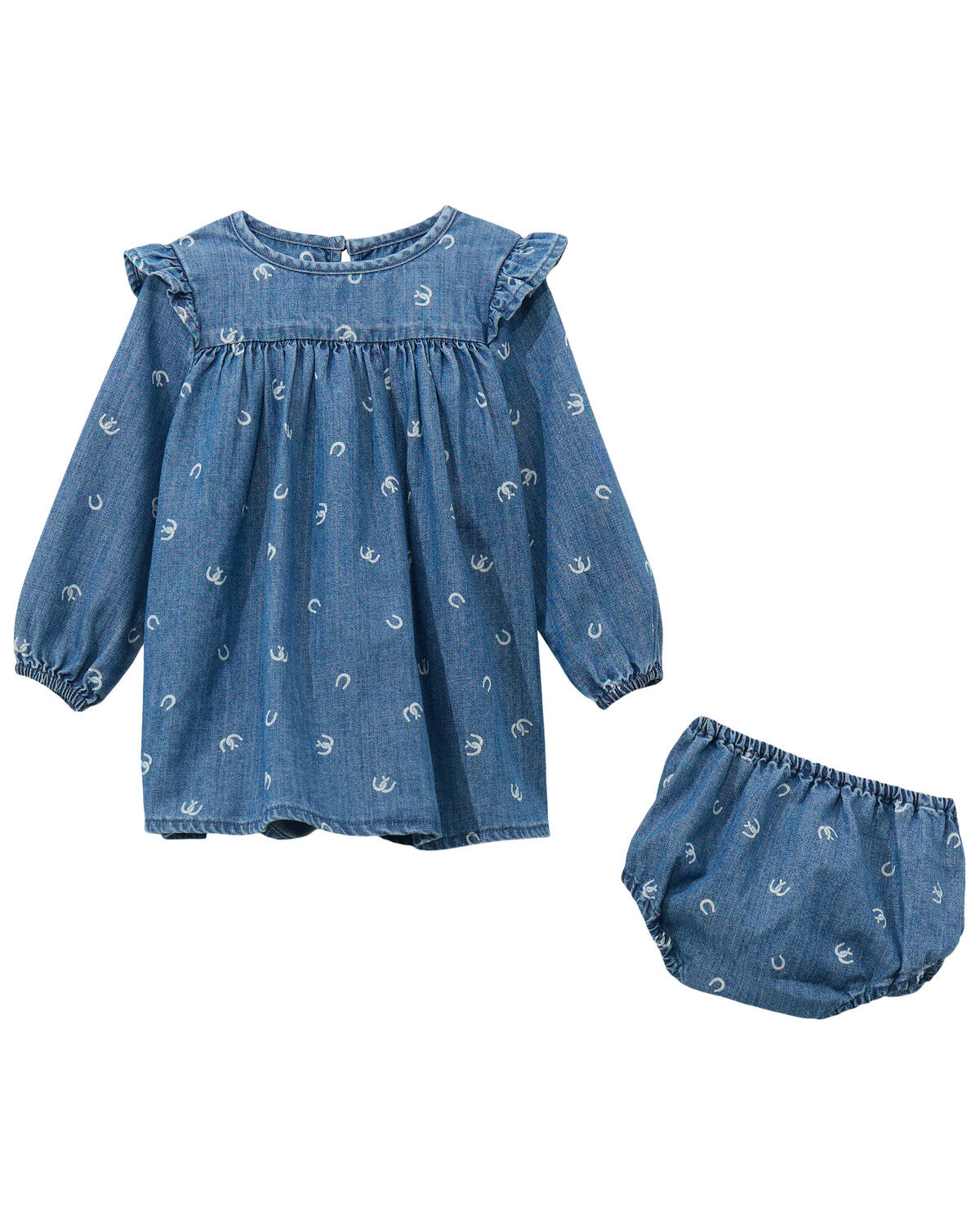 Girls' Wrangler Toddler Horseshoe Print Denim Dress Set - 2 Piece