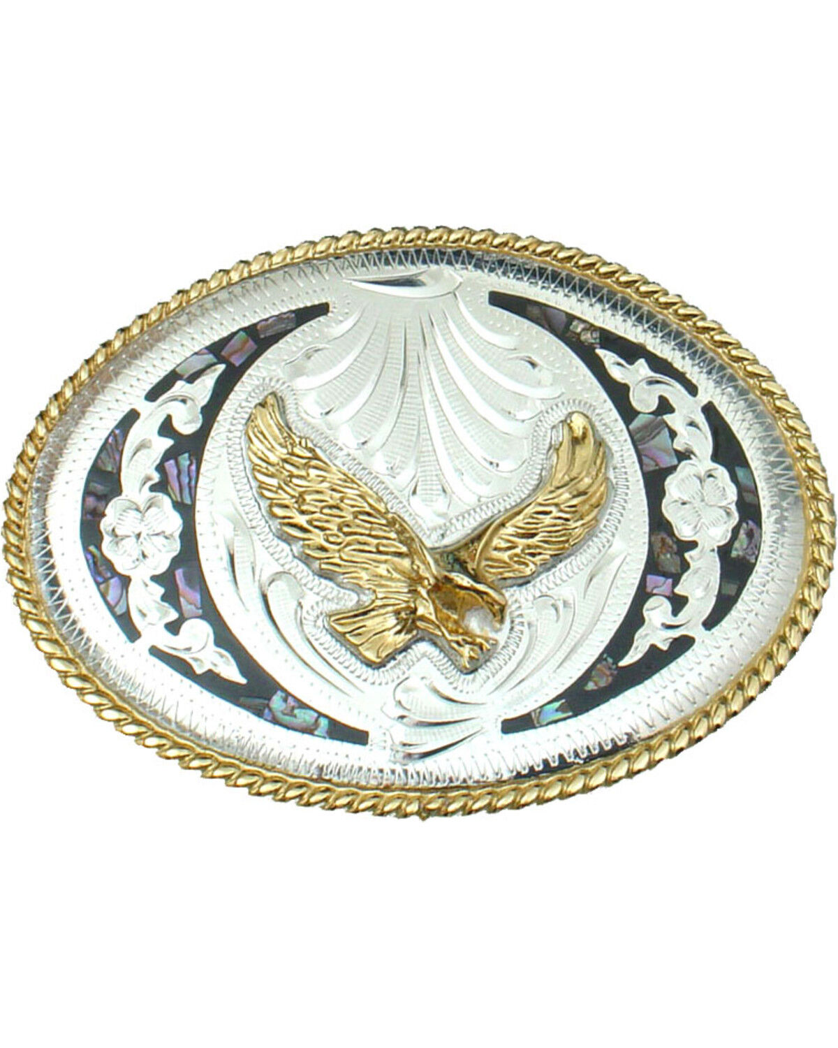 Men's Silver Western Express Abalone and German Eagle Belt Buckle