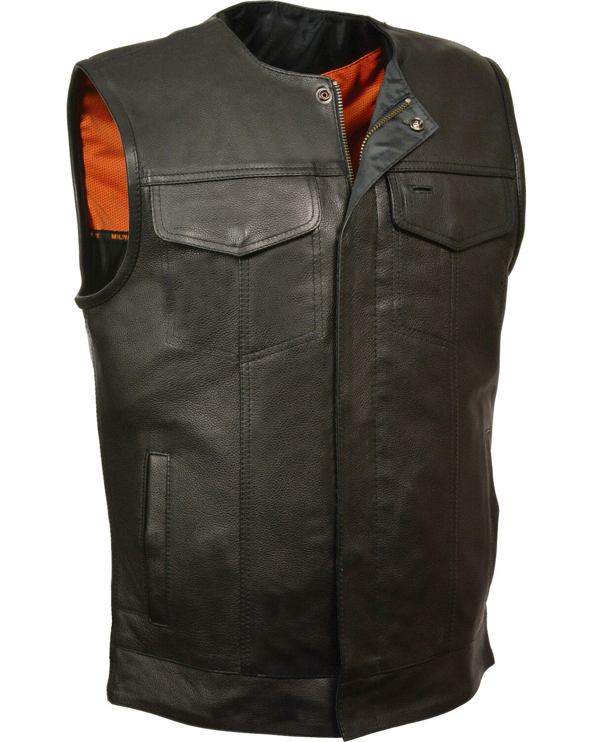 Men's Milwaukee Leather Collarless Club Style Vest - Big 3X