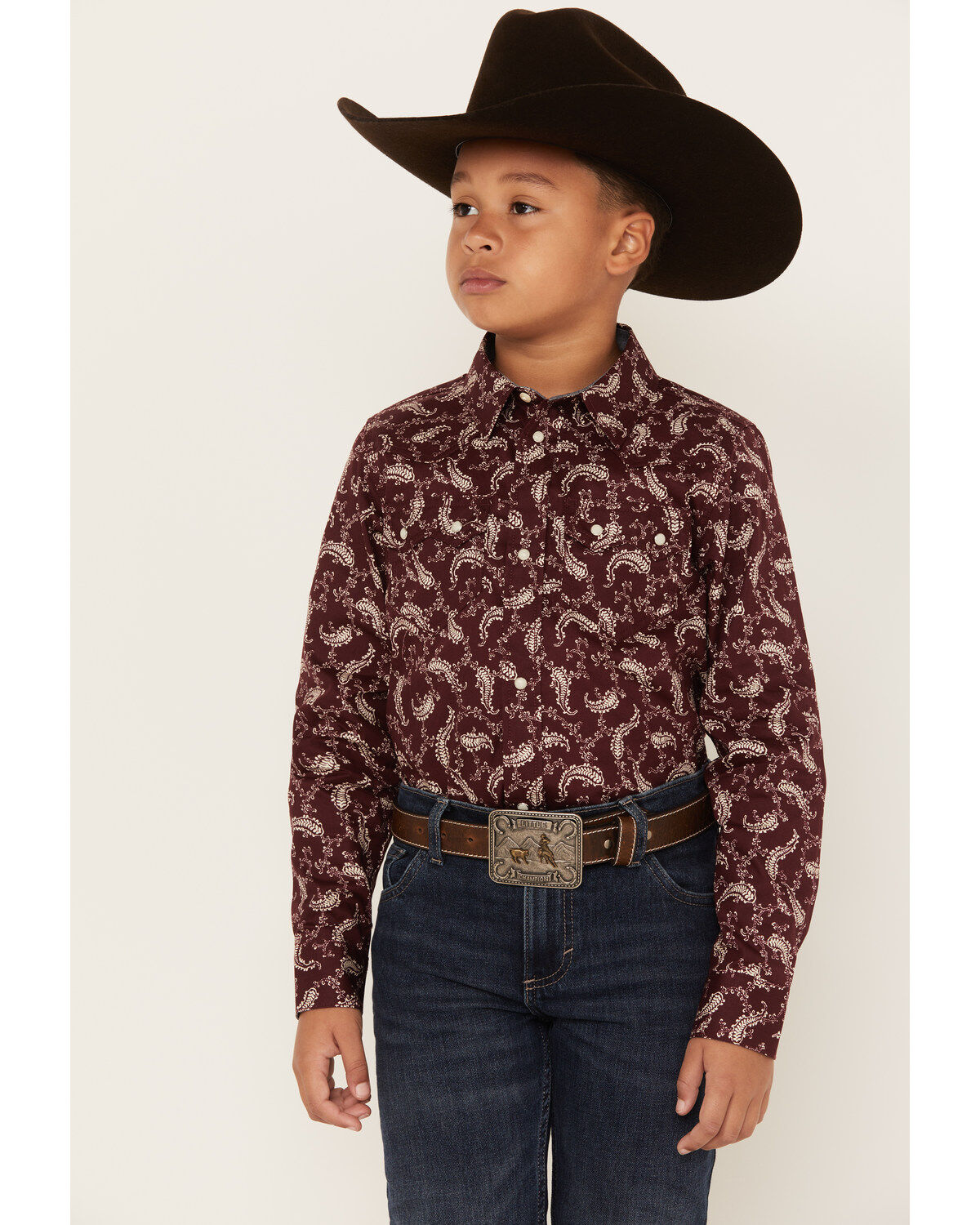 Boys' Cody James Paisley Print Long Sleeve Snap Western Shirt