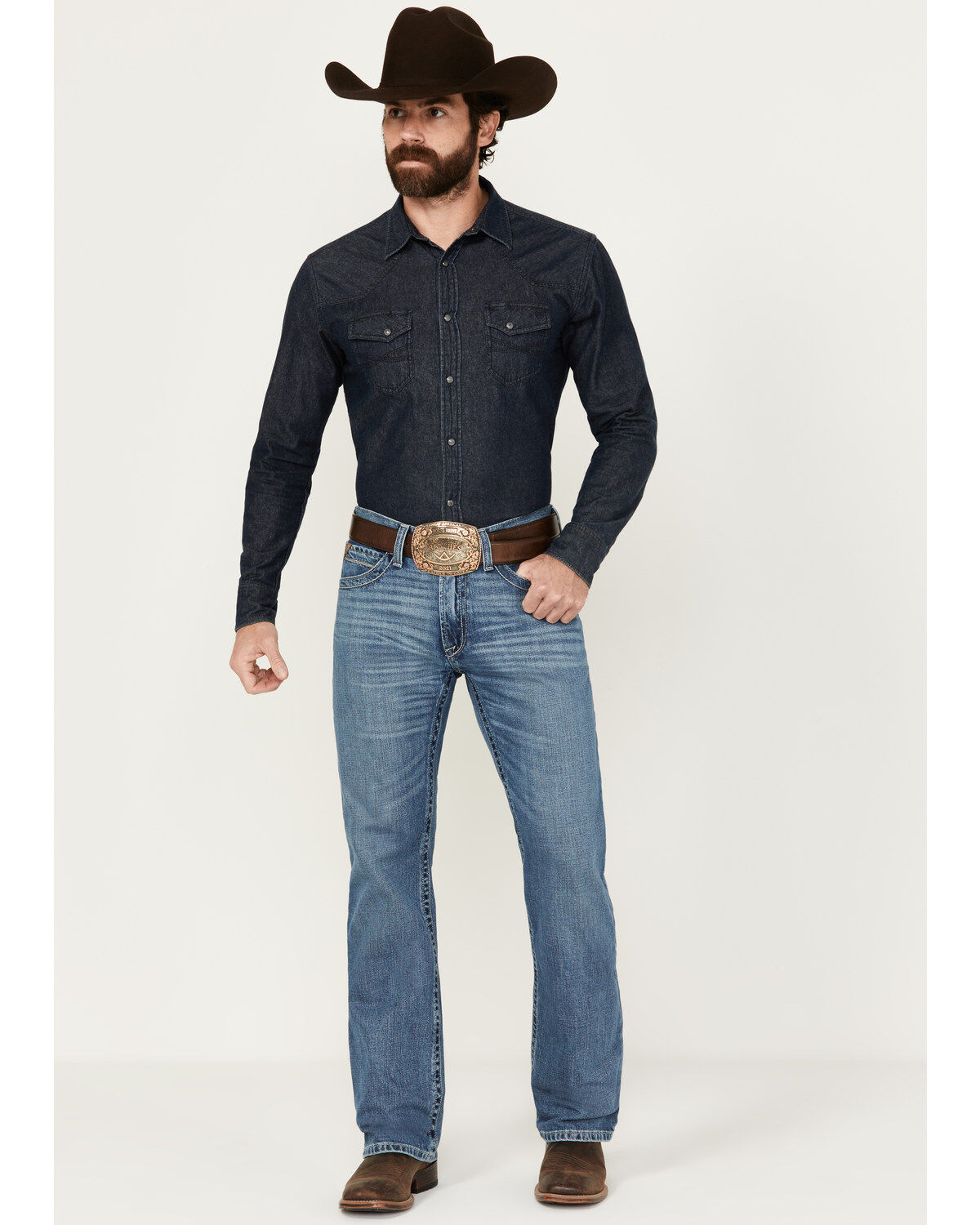 Men's Ariat M4 Medium Wash Kentwood Decker Relaxed Bootcut Denim Jeans