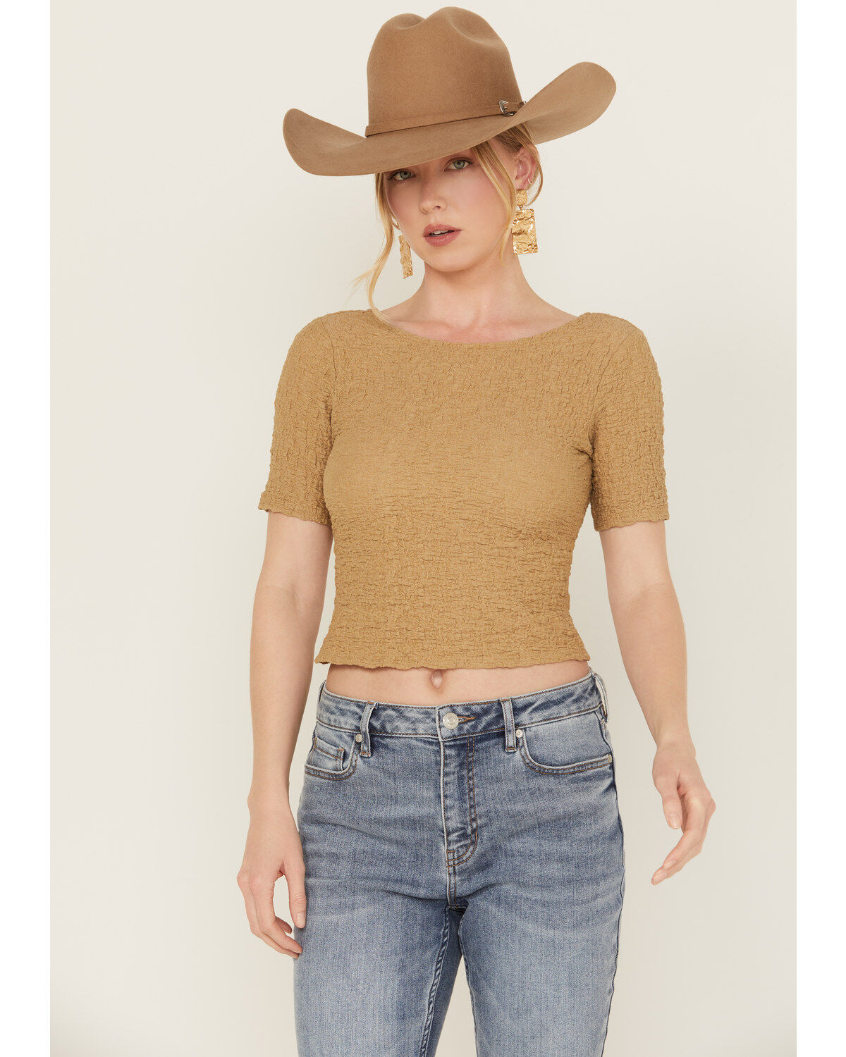 Women's Sadie & Sage Smocked Cropped Tee
