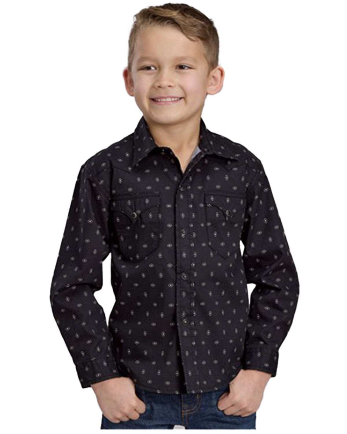 Boys' Roper Dotted Long Sleeve Snap Western Shirt