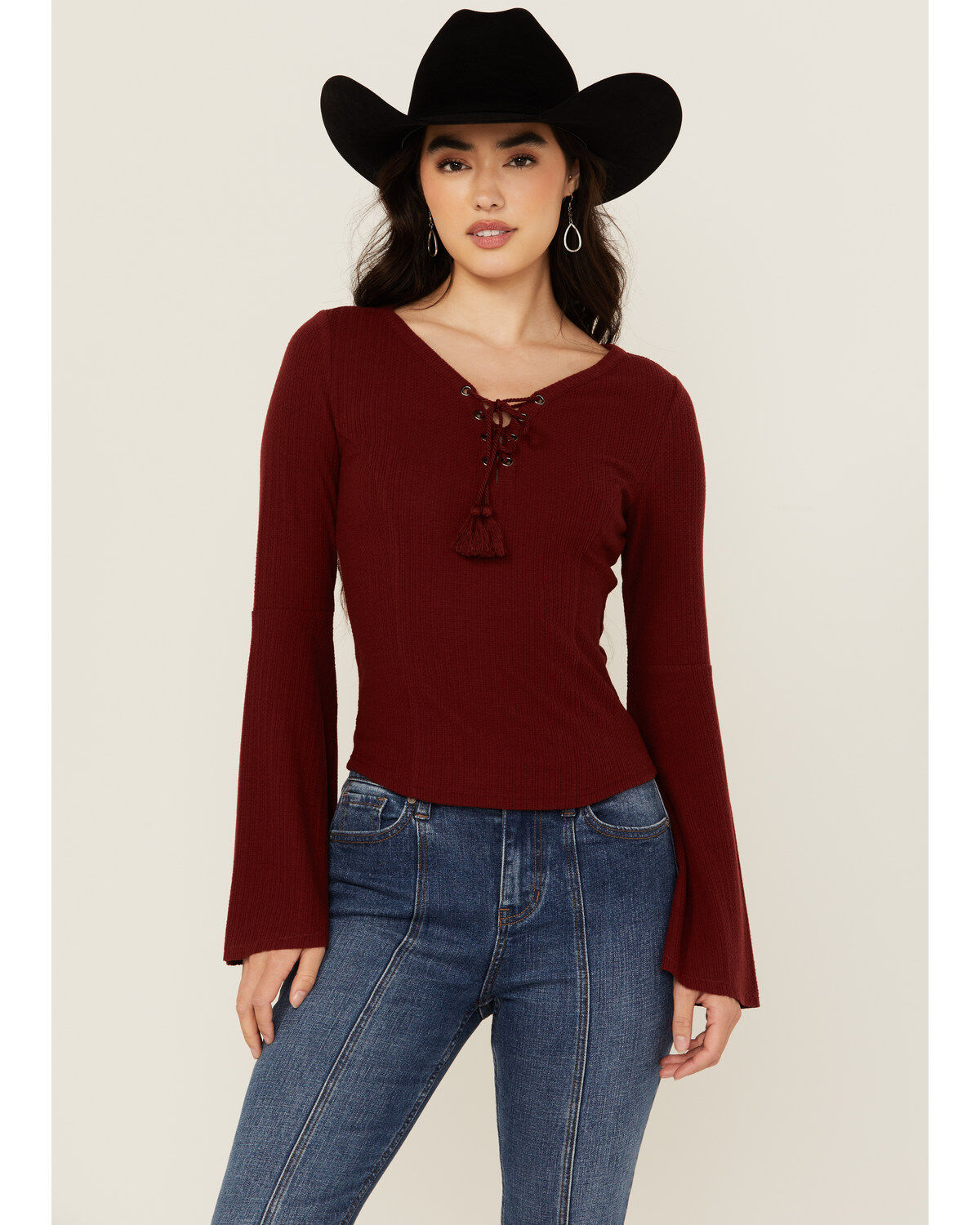 Women's Shyanne Solid Lace-Up Long Sleeve Shirt