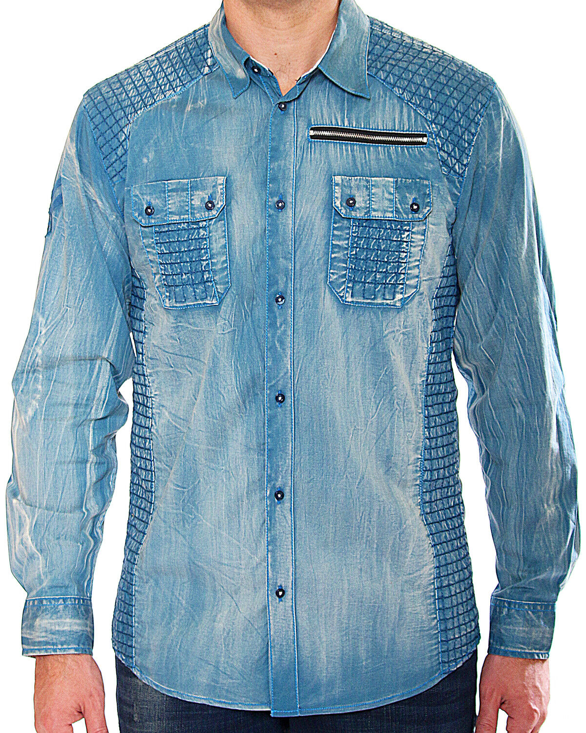 Men's Austin Season Criss-Cross Pattern Long Sleeve Western Shirt