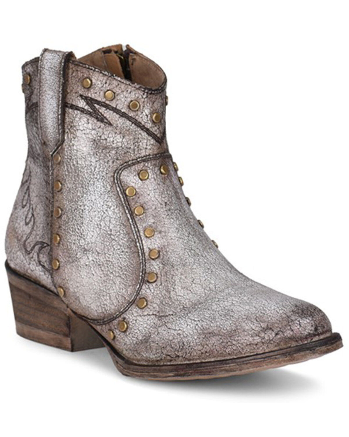 Women's Circle G Metallic Studded Fashion Booties - Round Toe