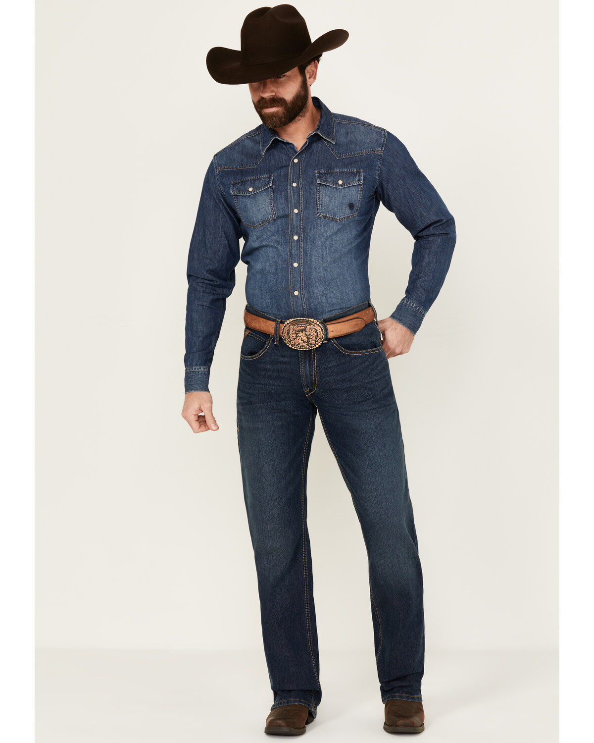 Men's Ariat M4 Dark Wash Colman Porter Relaxed Bootcut Stretch Denim J
