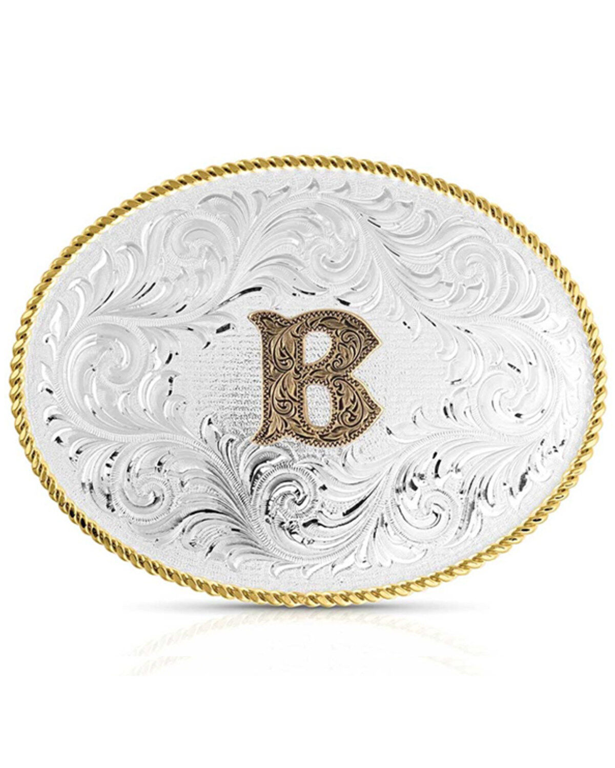 Montana Silversmiths Classic Western Oval Two-Tone Initial Belt Buckle