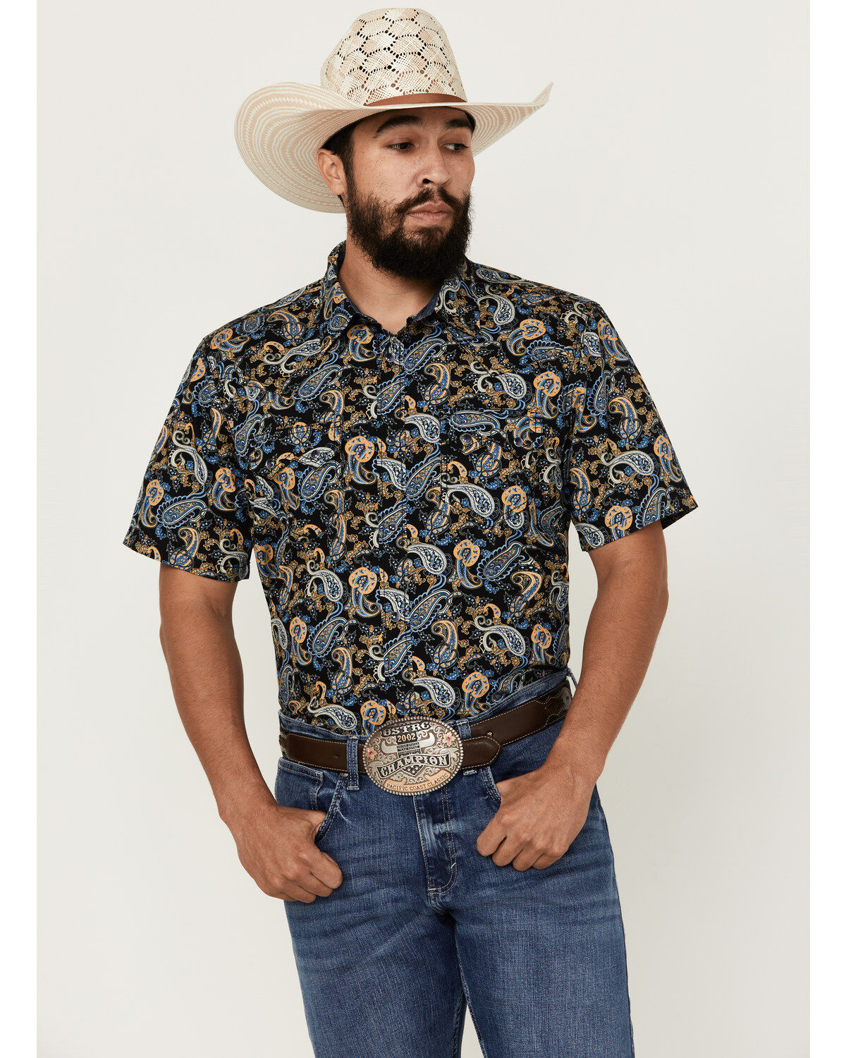 Men's Cody James 18 Carat Paisley Print Short Sleeve Snap Western Shir