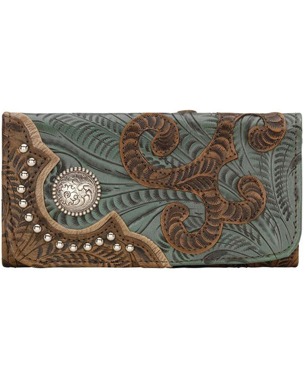 Women's American West Hand Tooled Tri-Fold Wallet