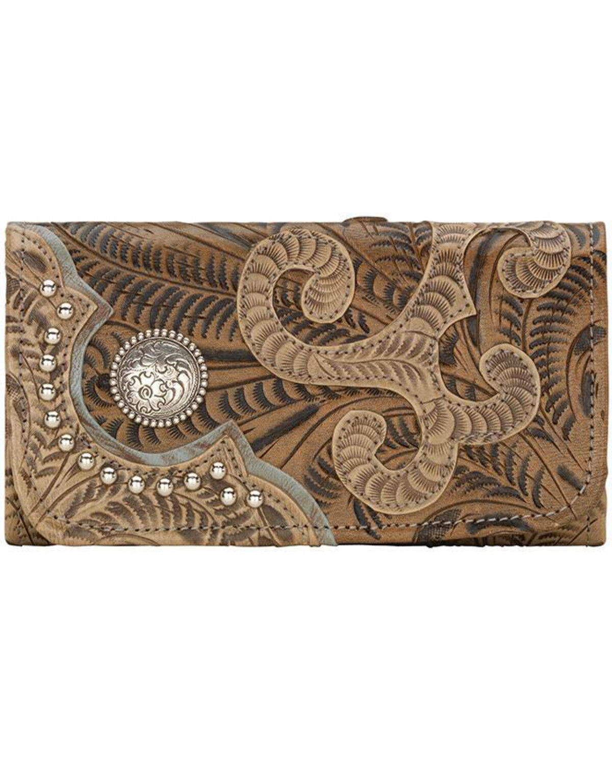 Women's American West Hand Tooled Tri-Fold Wallet