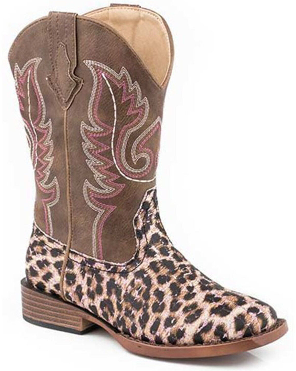 Girls' Roper Glitter Leopard Western Boots - Square Toe