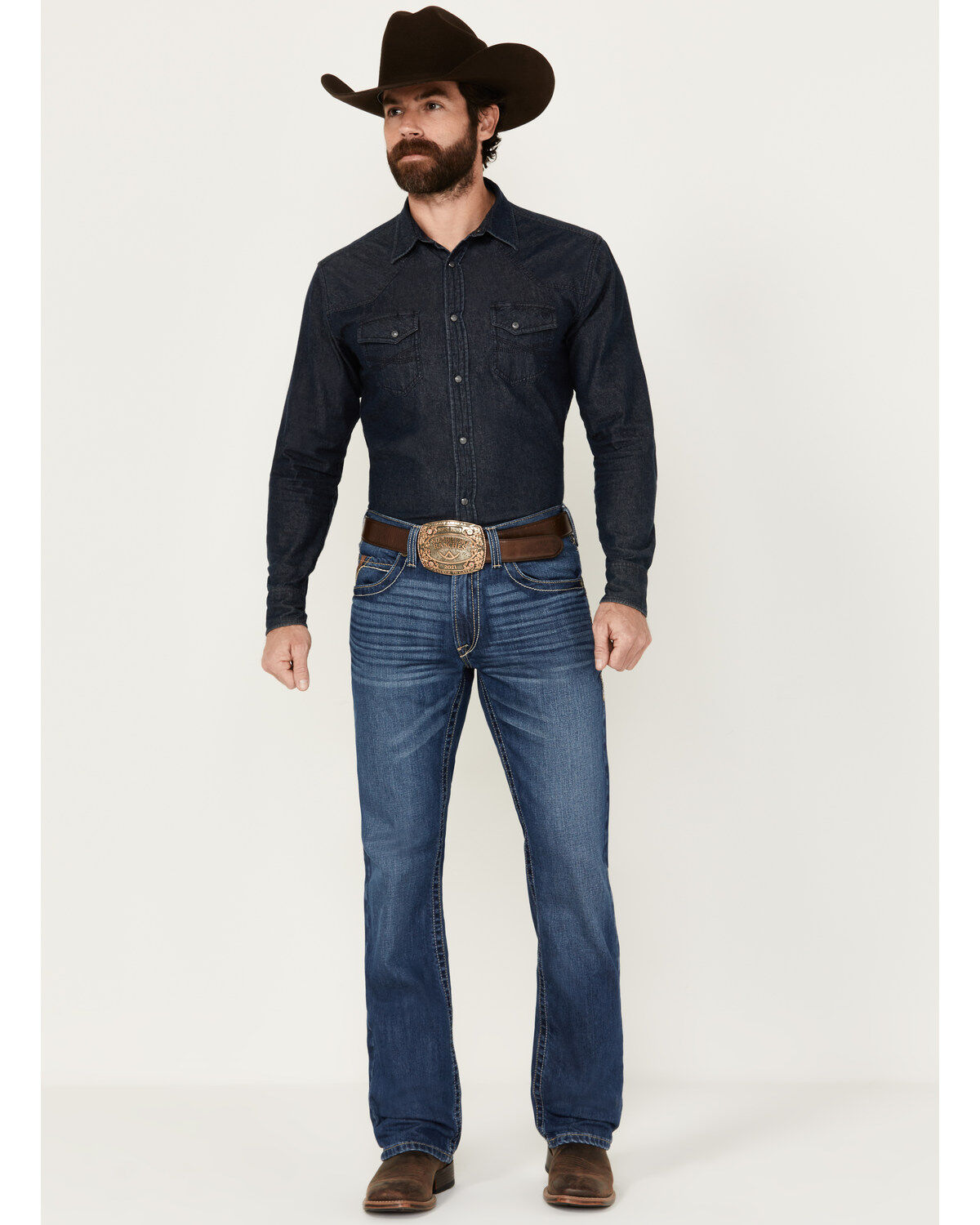 Men's Ariat M5 Medium Wash Pismo Bucklin Straight Denim Jeans - Big