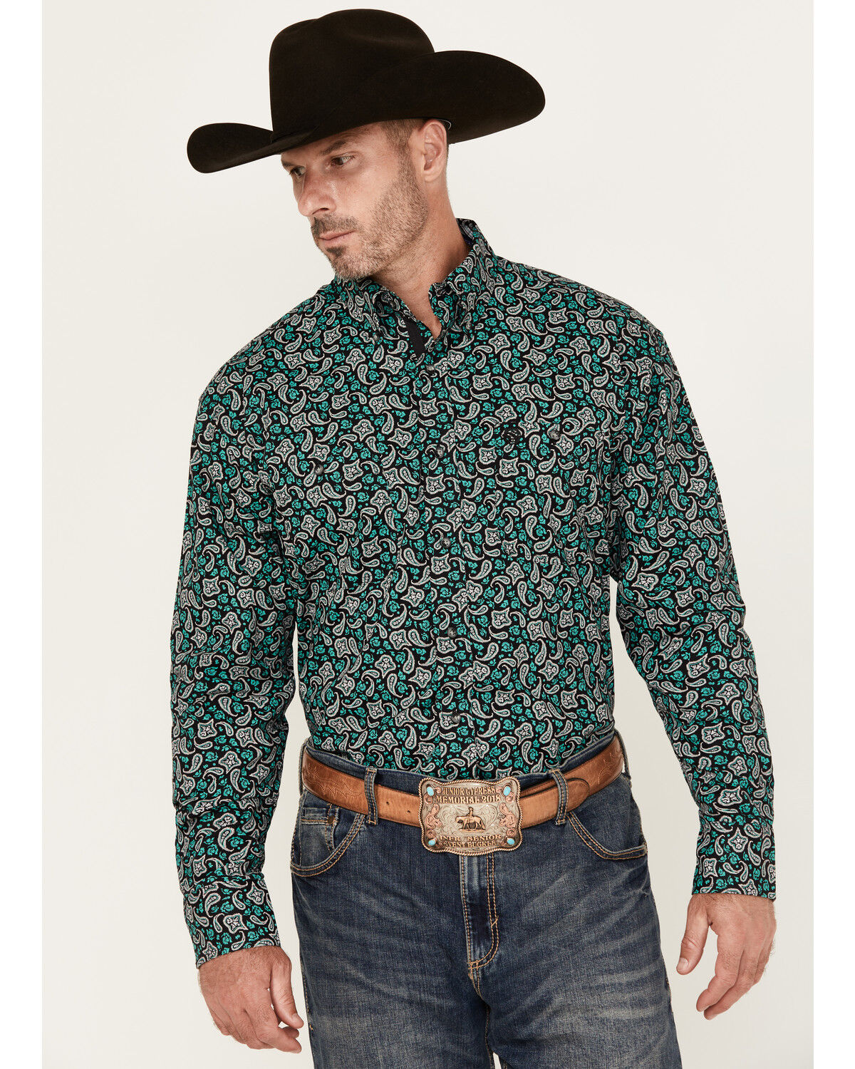 Men's Wrangler George Strait by Paisley Print Long Sleeve Button-Down