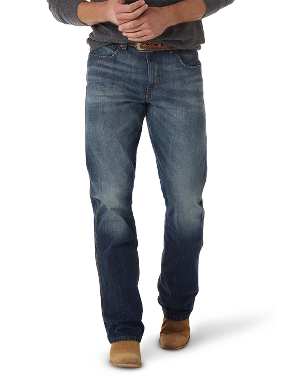 Men's Wrangler Retro Medium Wash Low Rise Relaxed Bootcut Stretch Deni