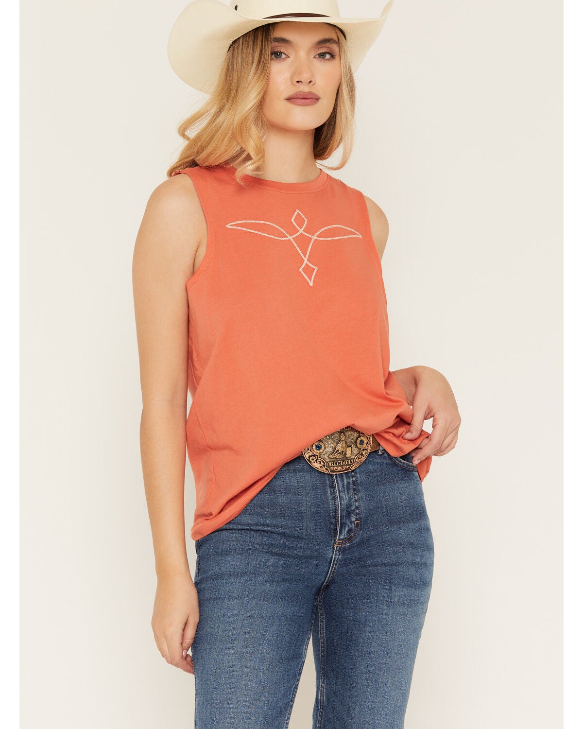 Women's Shyanne Bootstitch Sleeveless Embroidered Tank Top