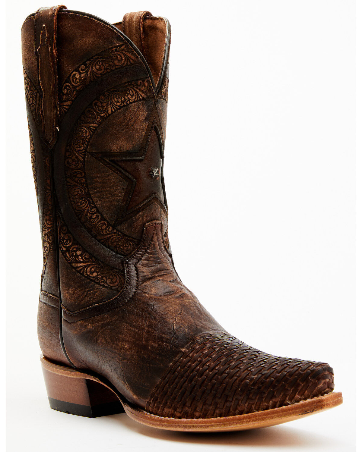 Men's Dan Post Embossed Star & Studded Basketweave Western Leather Boo