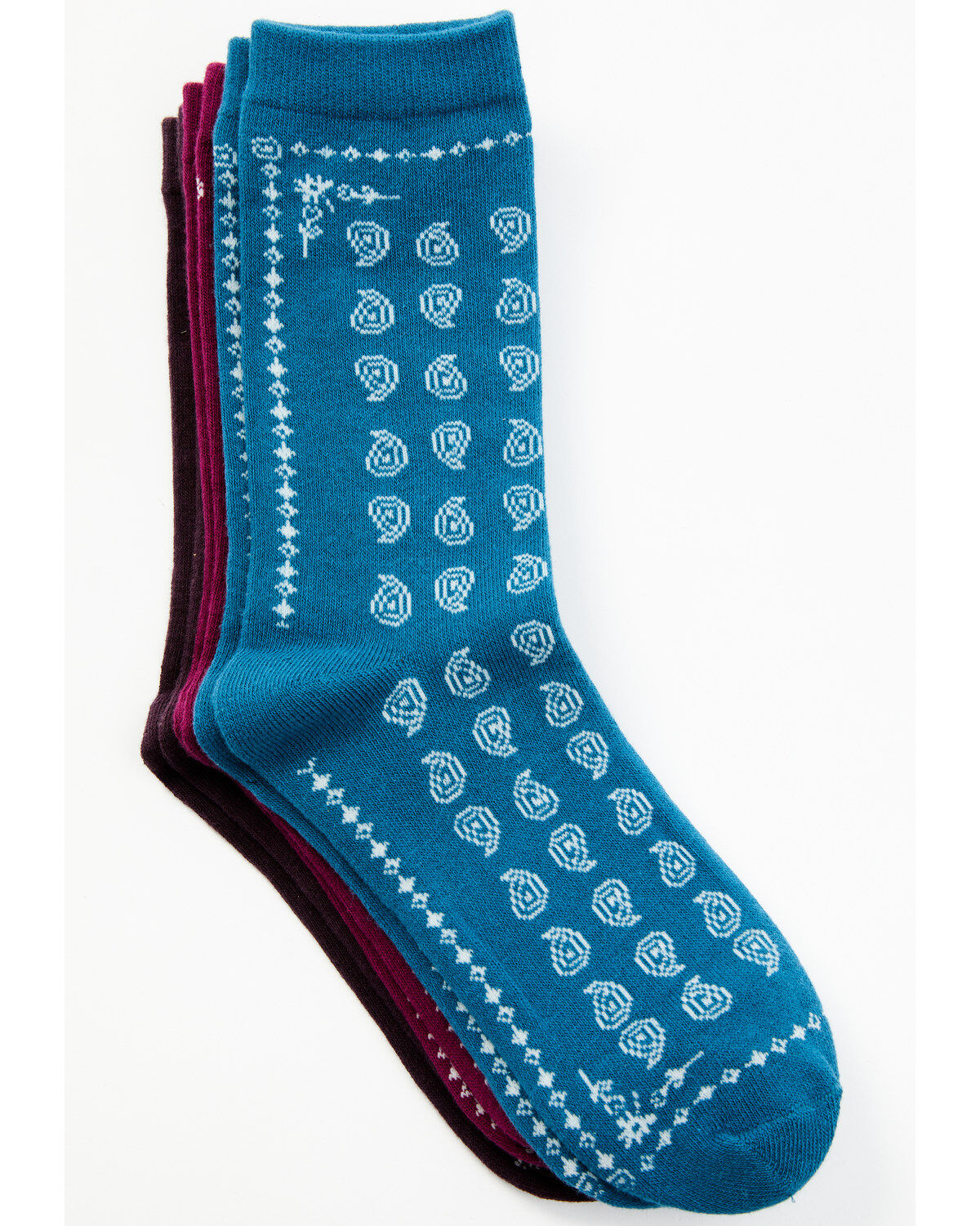 Women's Shyanne Multi-Colored Paisley 3-Pack Crew Socks