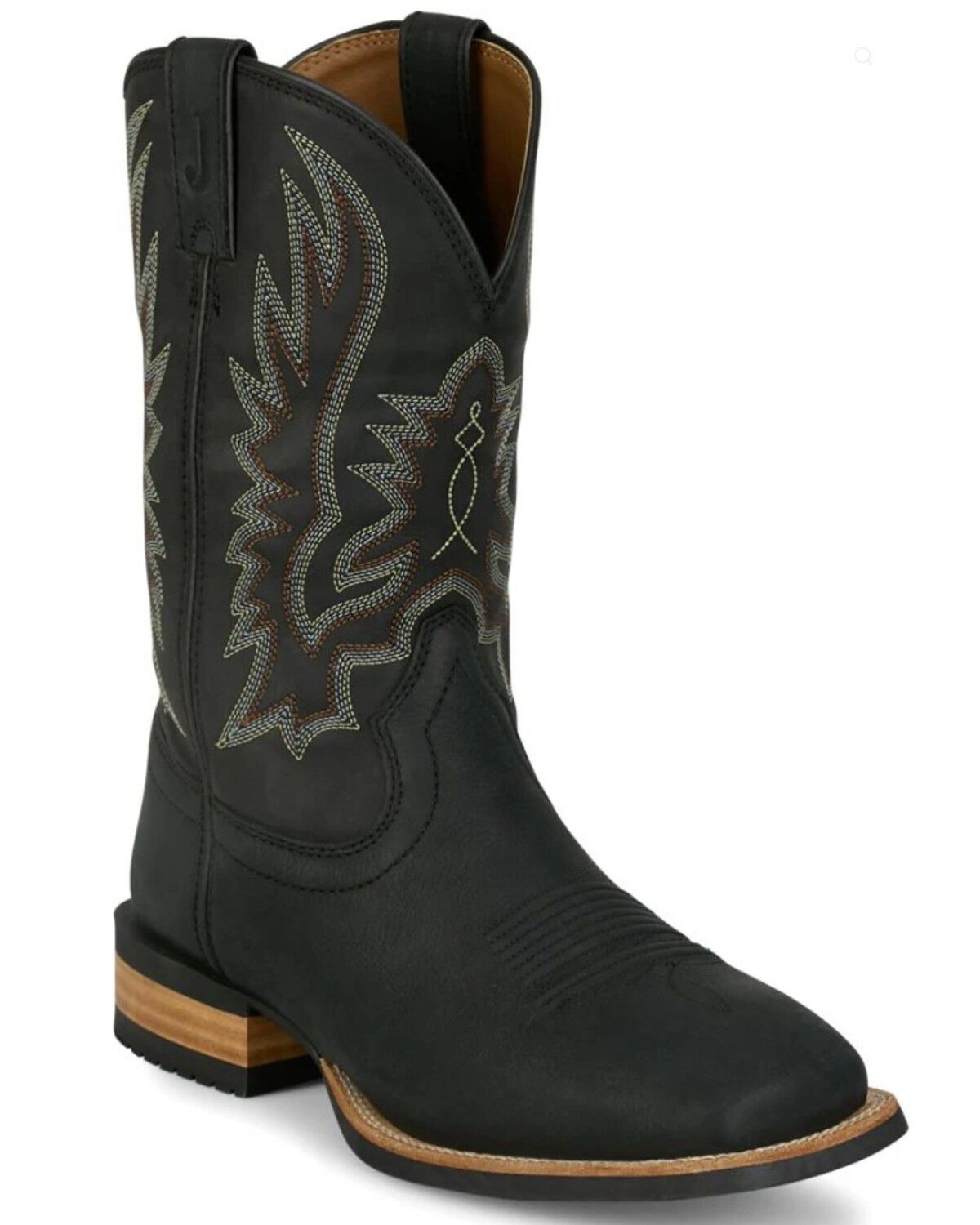 Justin Outlaw Rustle Men’s Performance Western Boots in Black – Broad Square Toe Cowboy Boot, Size 7.5 D