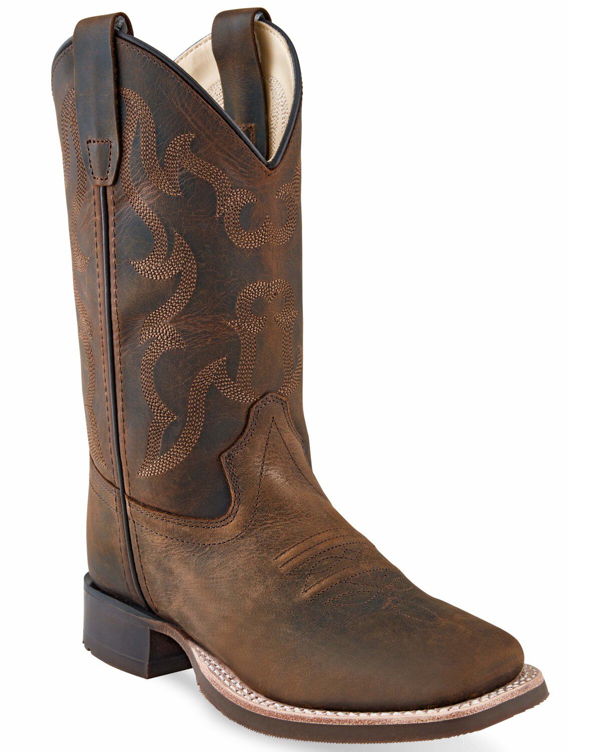 Boys' Old West Brown Western Boots - Broad Square Toe