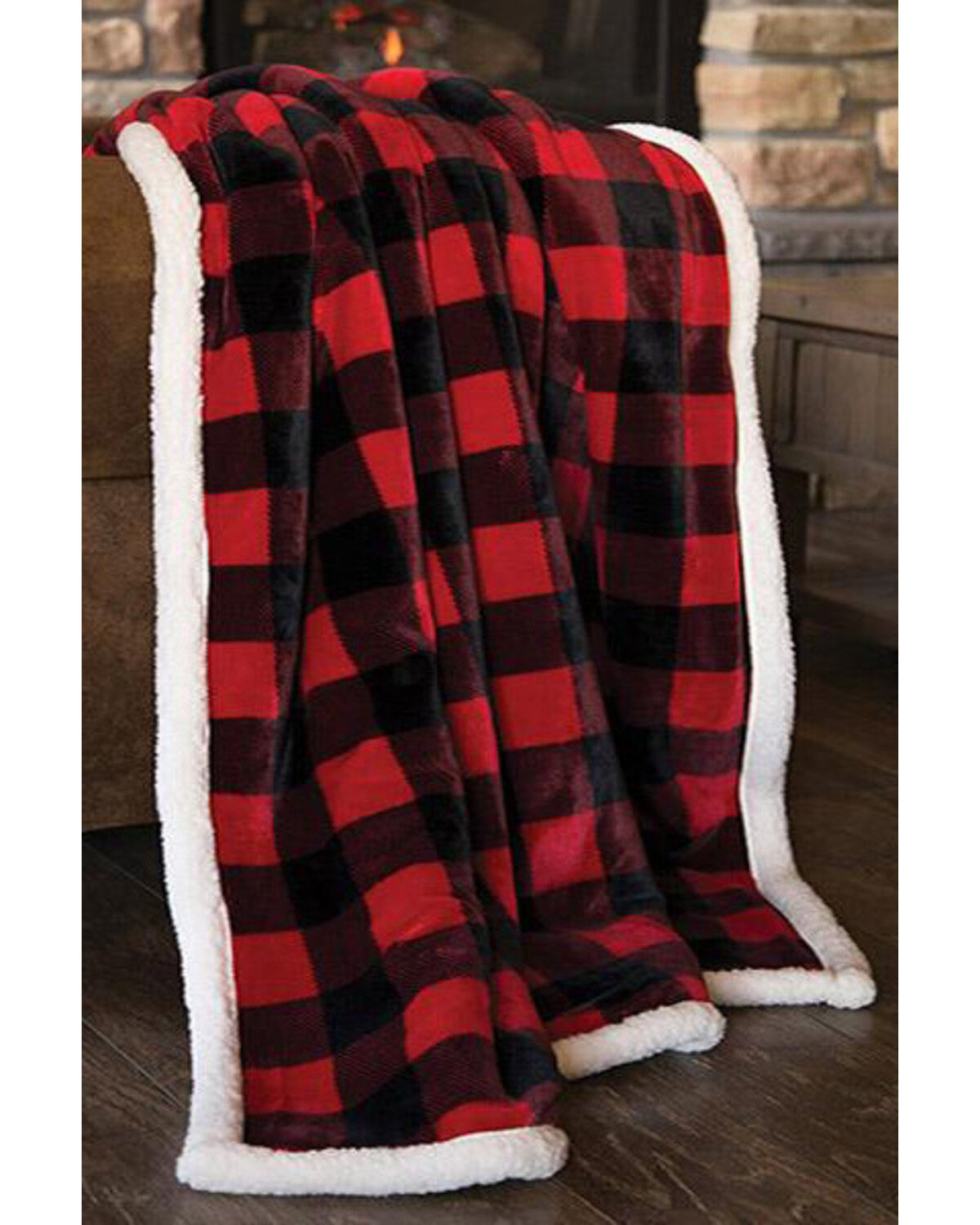 Carstens Home Lumberjack Plaid Sherpa Throw Blanket