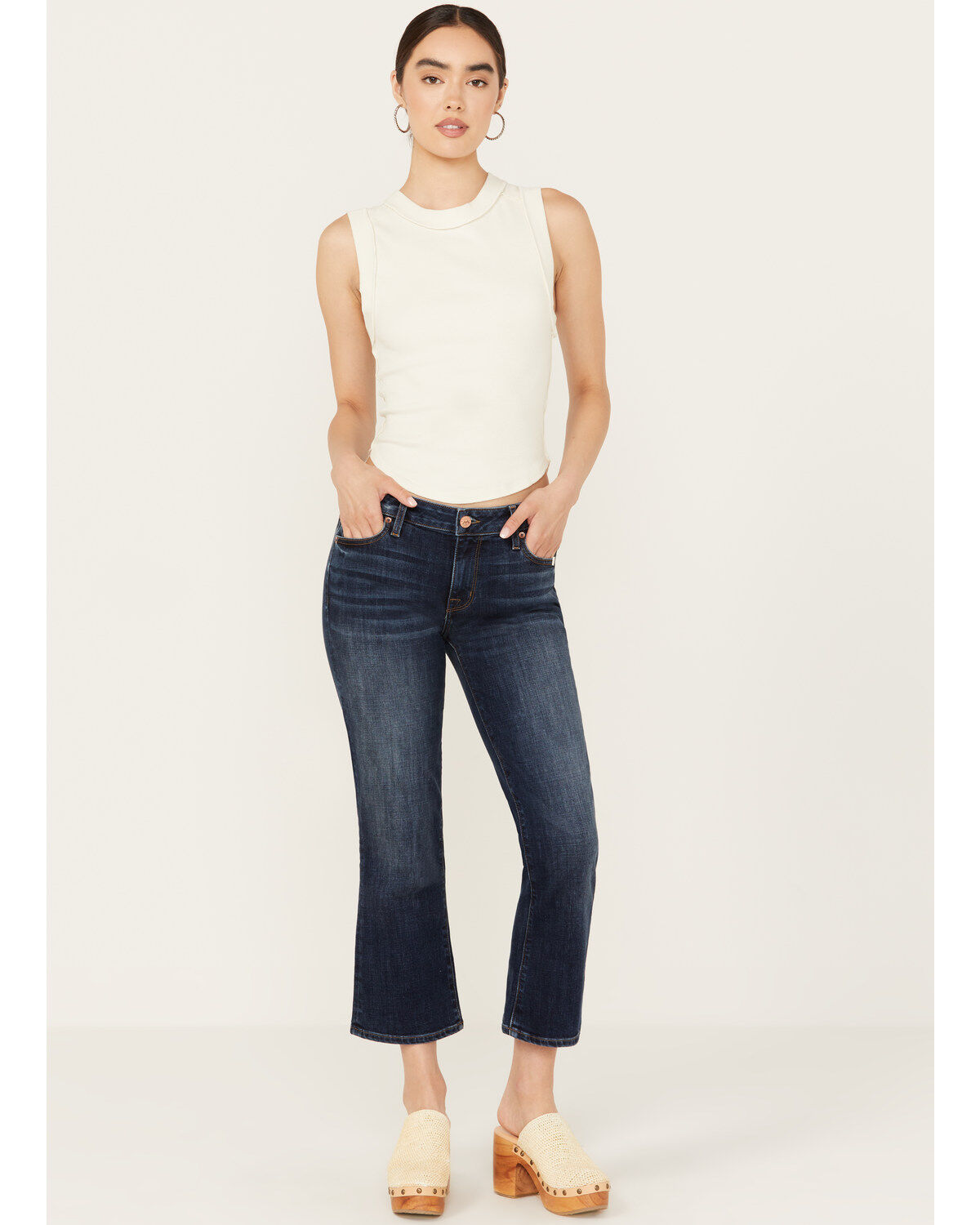 Women's Mia and Moss Spellbound Dark Wash Mid Rise Kick Flare Stretch