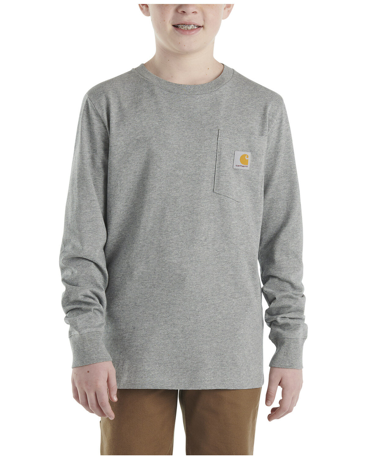 Boys' Carhartt Logo Long Sleeve Pocket T-Shirt