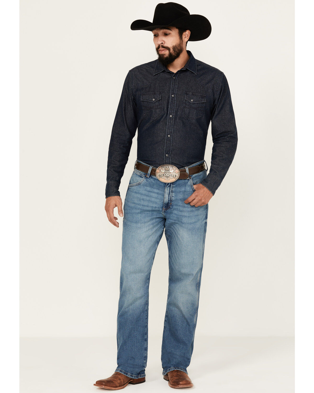 Men's Wrangler Retro Medium Wash Andalusian Relaxed Bootcut Stretch De