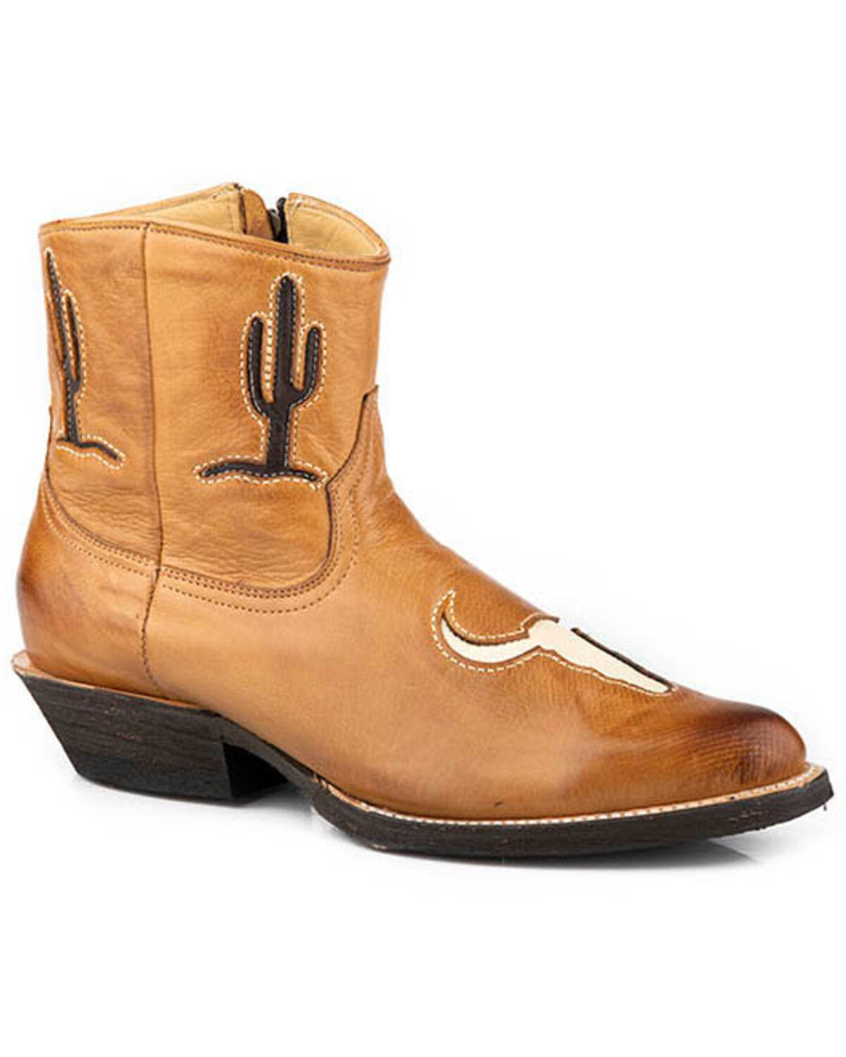Women's Stetson Tempe Inlay Western Booties - Snip Toe